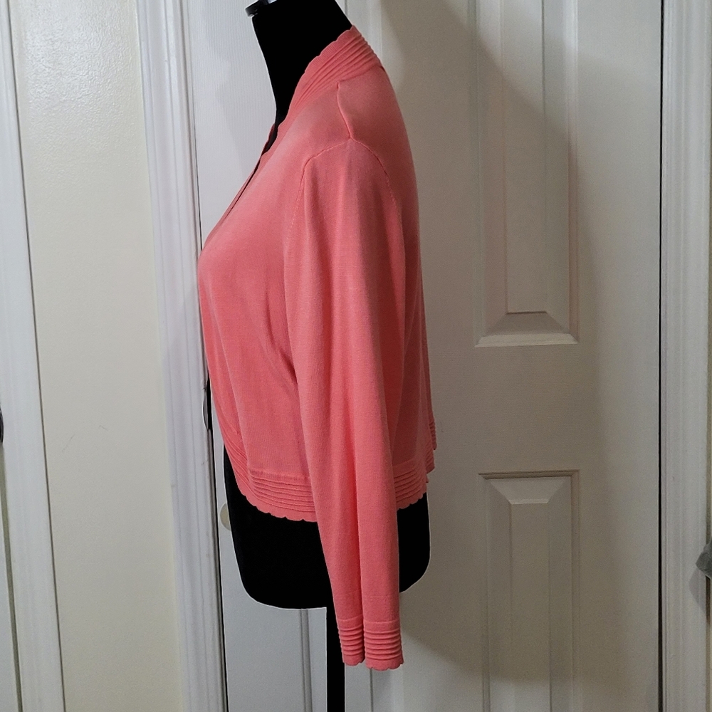 Laura Jeffries Women's 3/4 Sleeves Lightweight Jacket Cardigan Coral Size XL - Picture 2 of 10